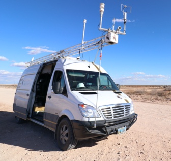 A mobile methane detection vehicle with infrared camera attached